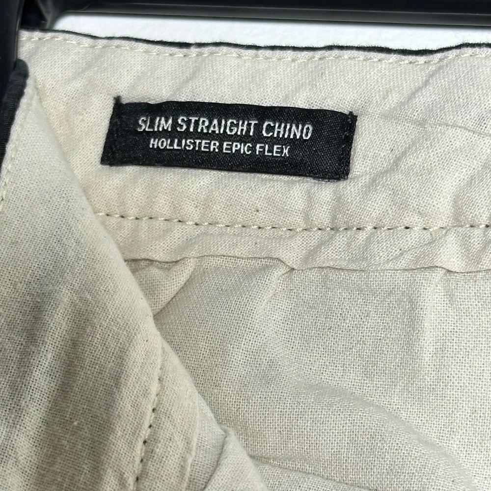 Hollister Epic Flex Slim‎ Straight Chino Pants Mens Black 26x30 Cotton Stretch